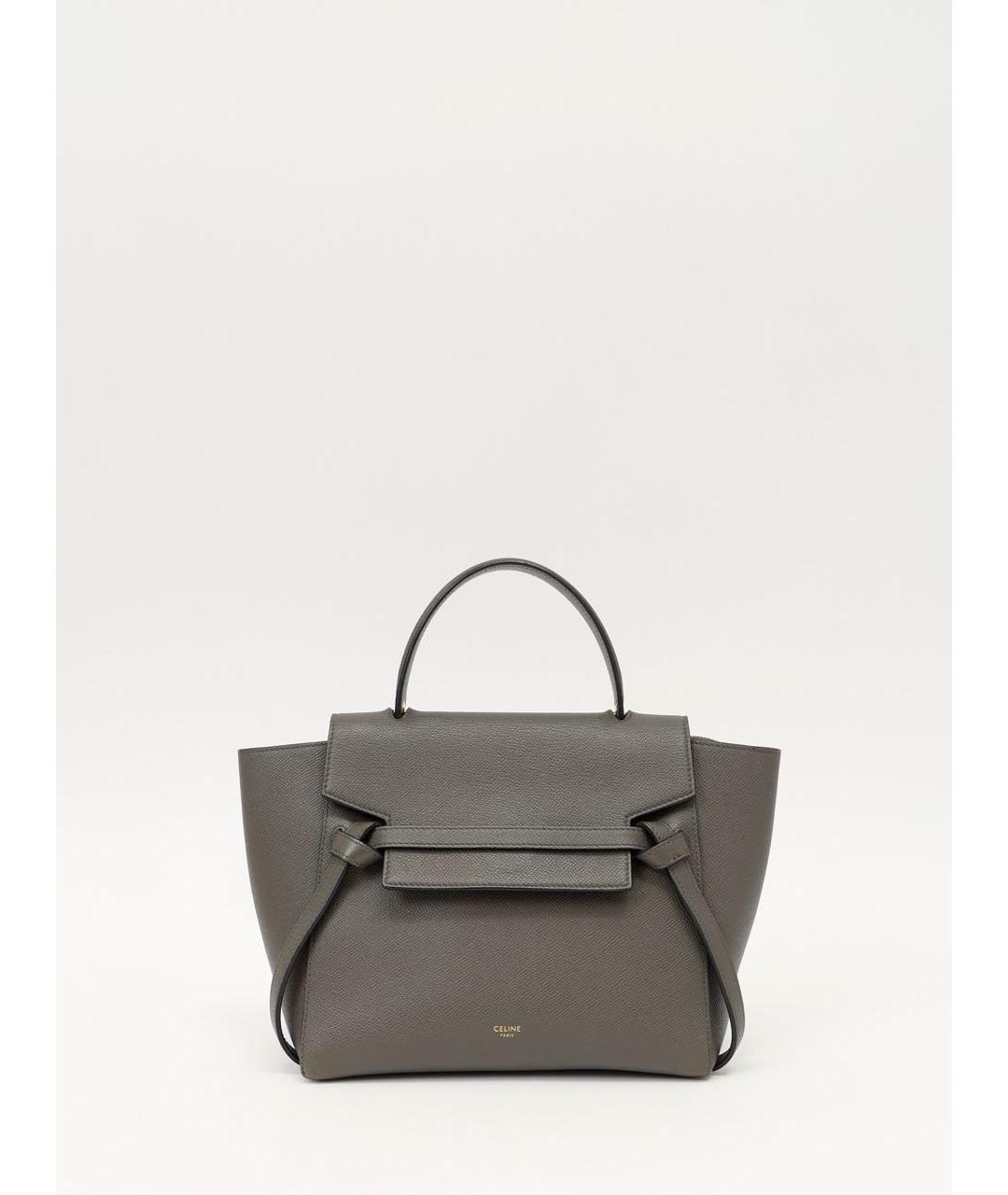 CELINE Серая кожаная сумка тоут, фото 9