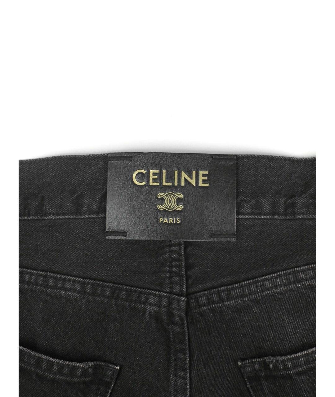 CELINE Черные хлопковые прямые джинсы, фото 3