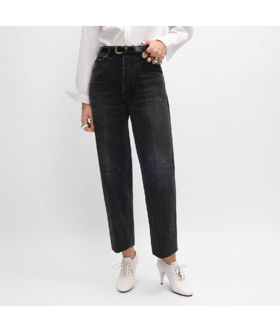 CELINE Черные хлопковые прямые джинсы, фото 6