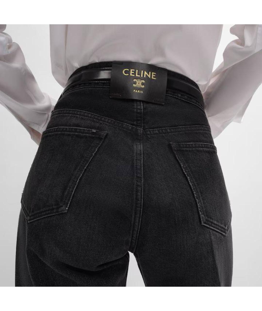 CELINE Черные хлопковые прямые джинсы, фото 8