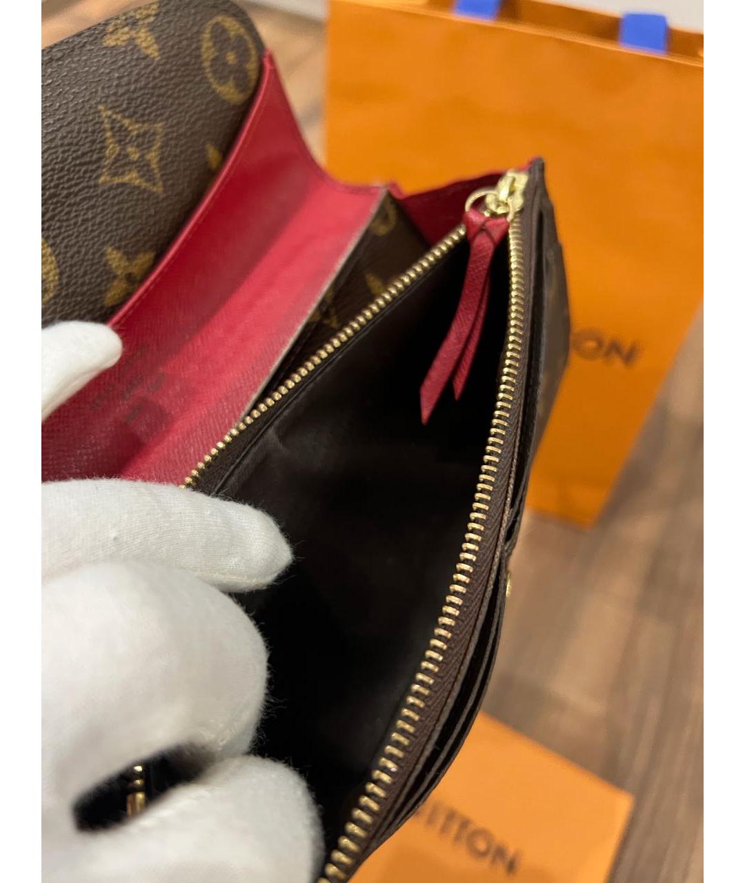 LOUIS VUITTON Коричневый кожаный кошелек, фото 4