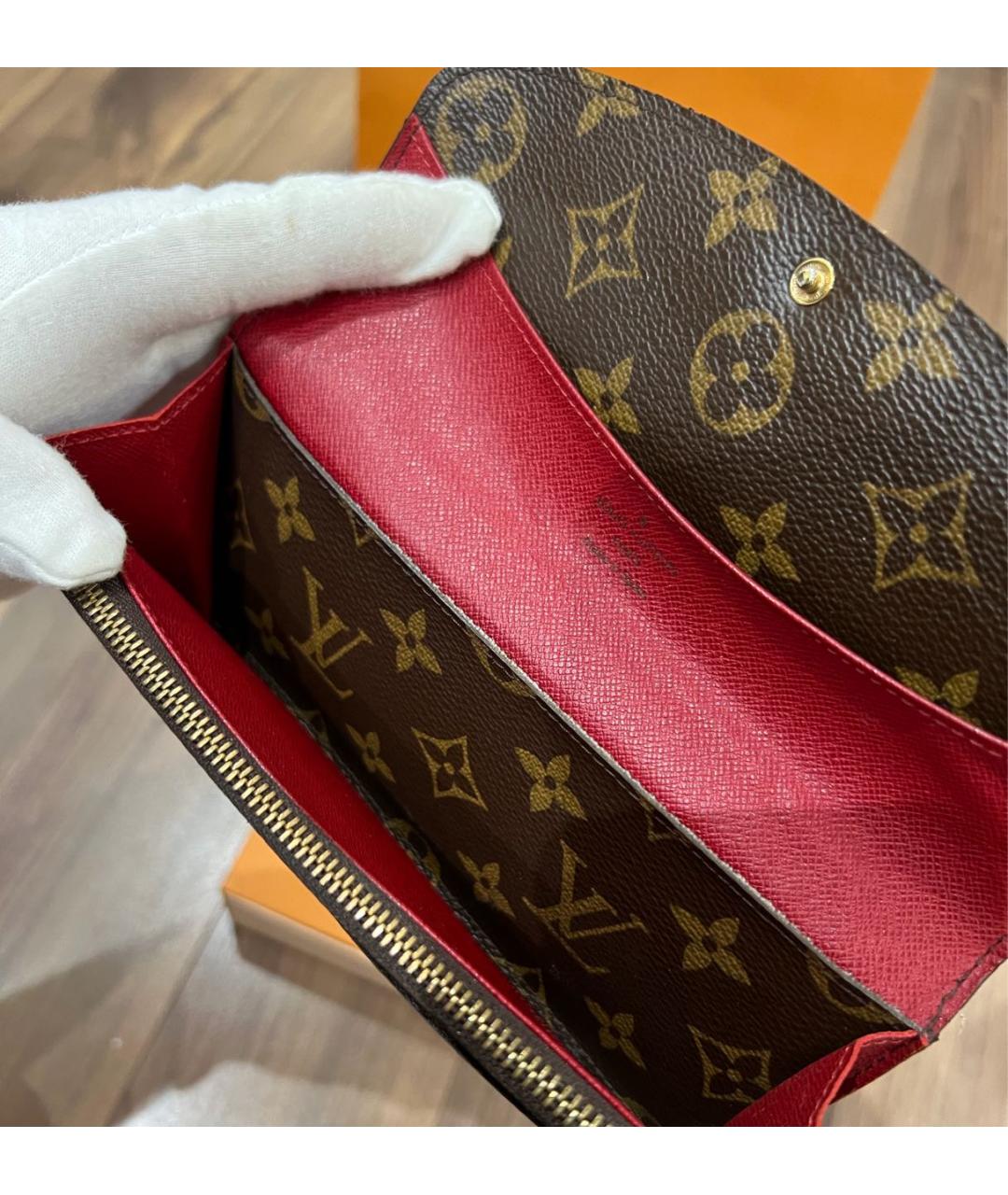 LOUIS VUITTON Коричневый кожаный кошелек, фото 7