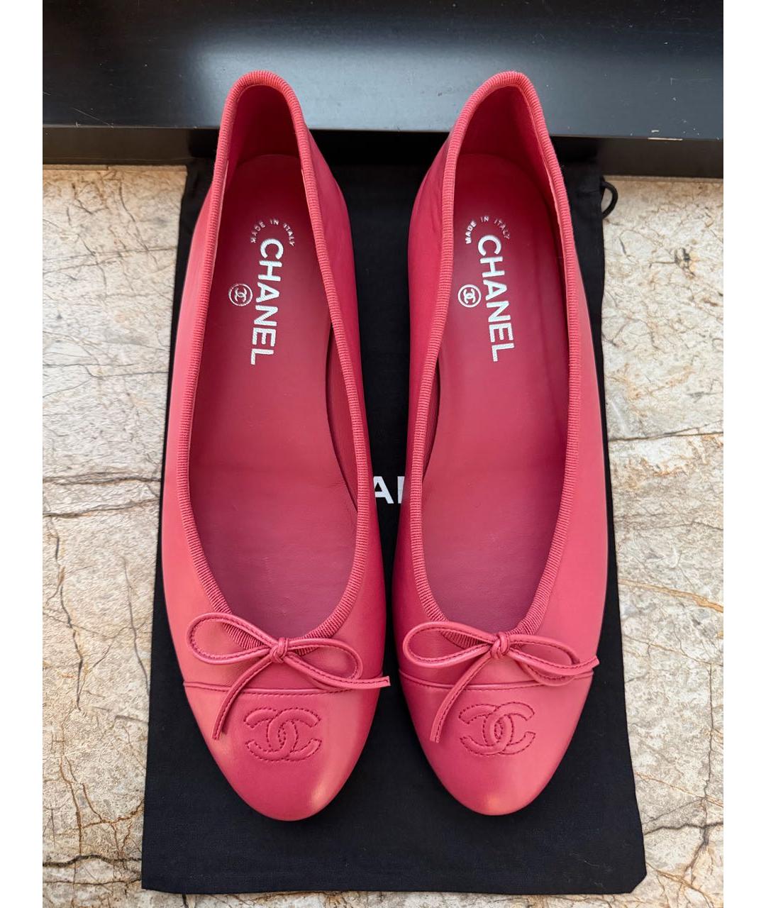 CHANEL Фуксия кожаные балетки, фото 3