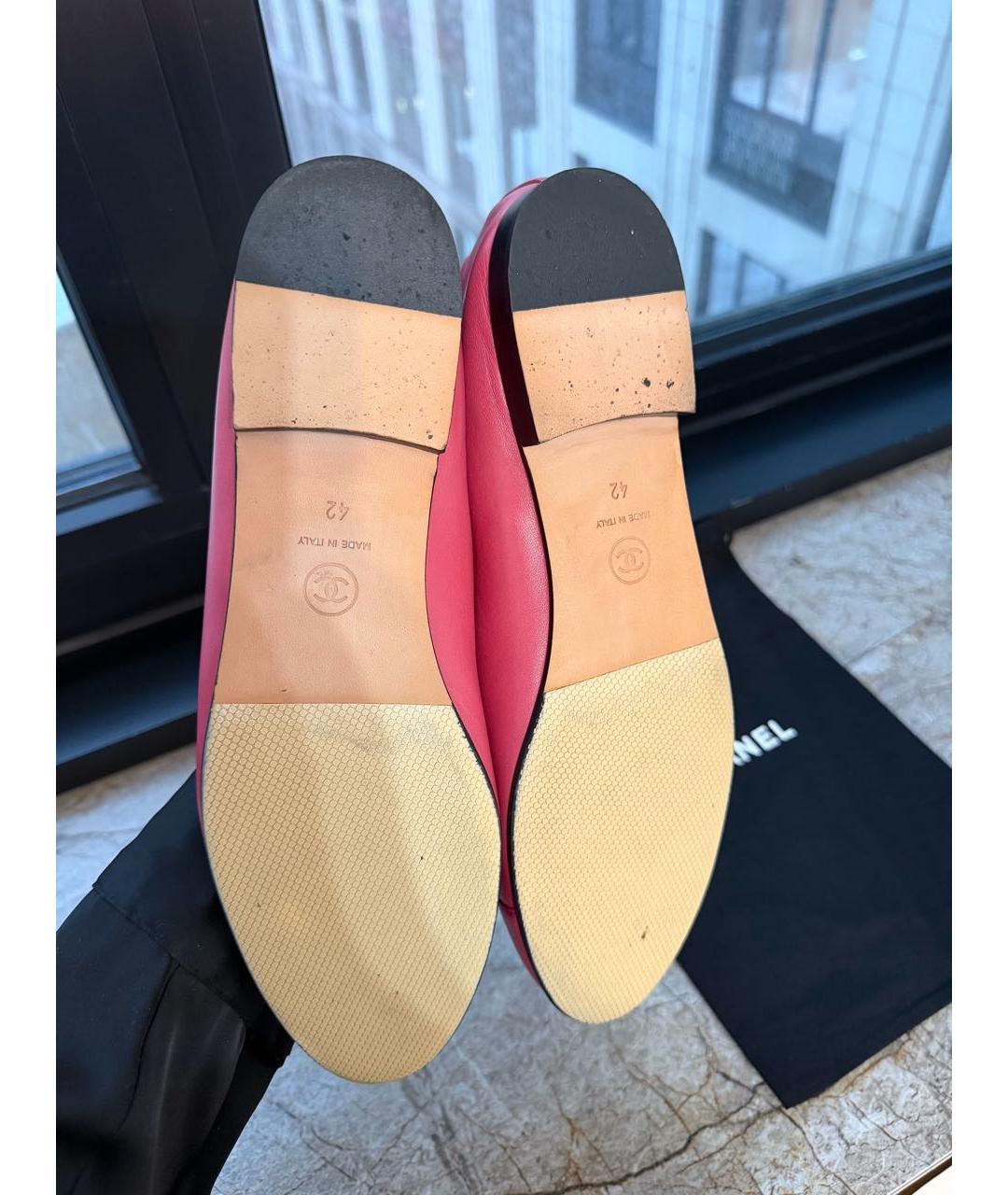 CHANEL Фуксия кожаные балетки, фото 5