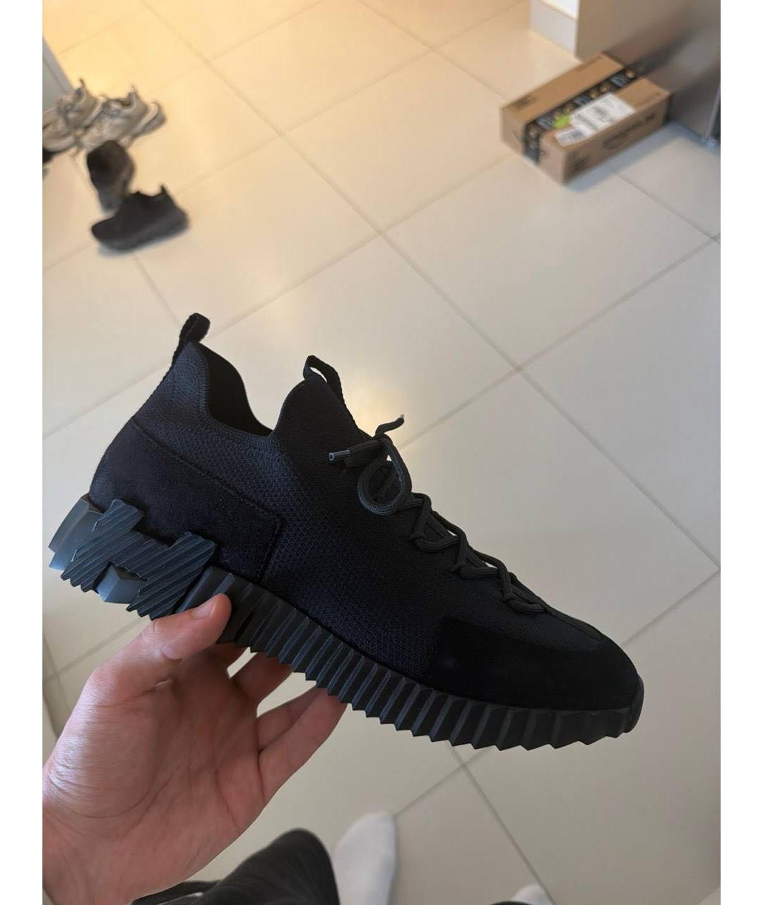 HERMES Черные текстильные низкие кроссовки / кеды, фото 3