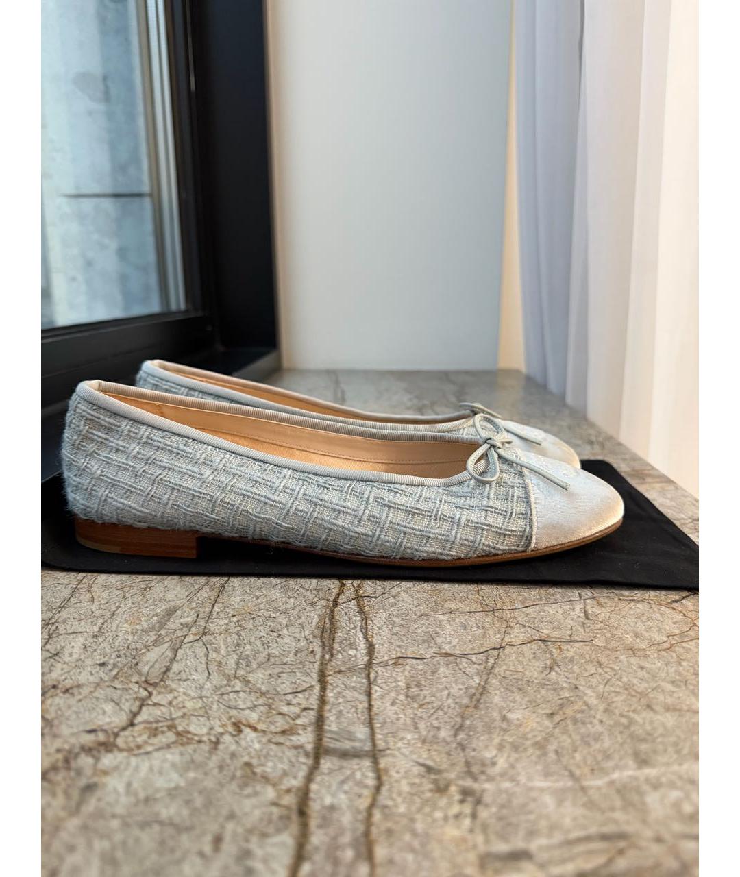 CHANEL Голубые текстильные балетки, фото 7