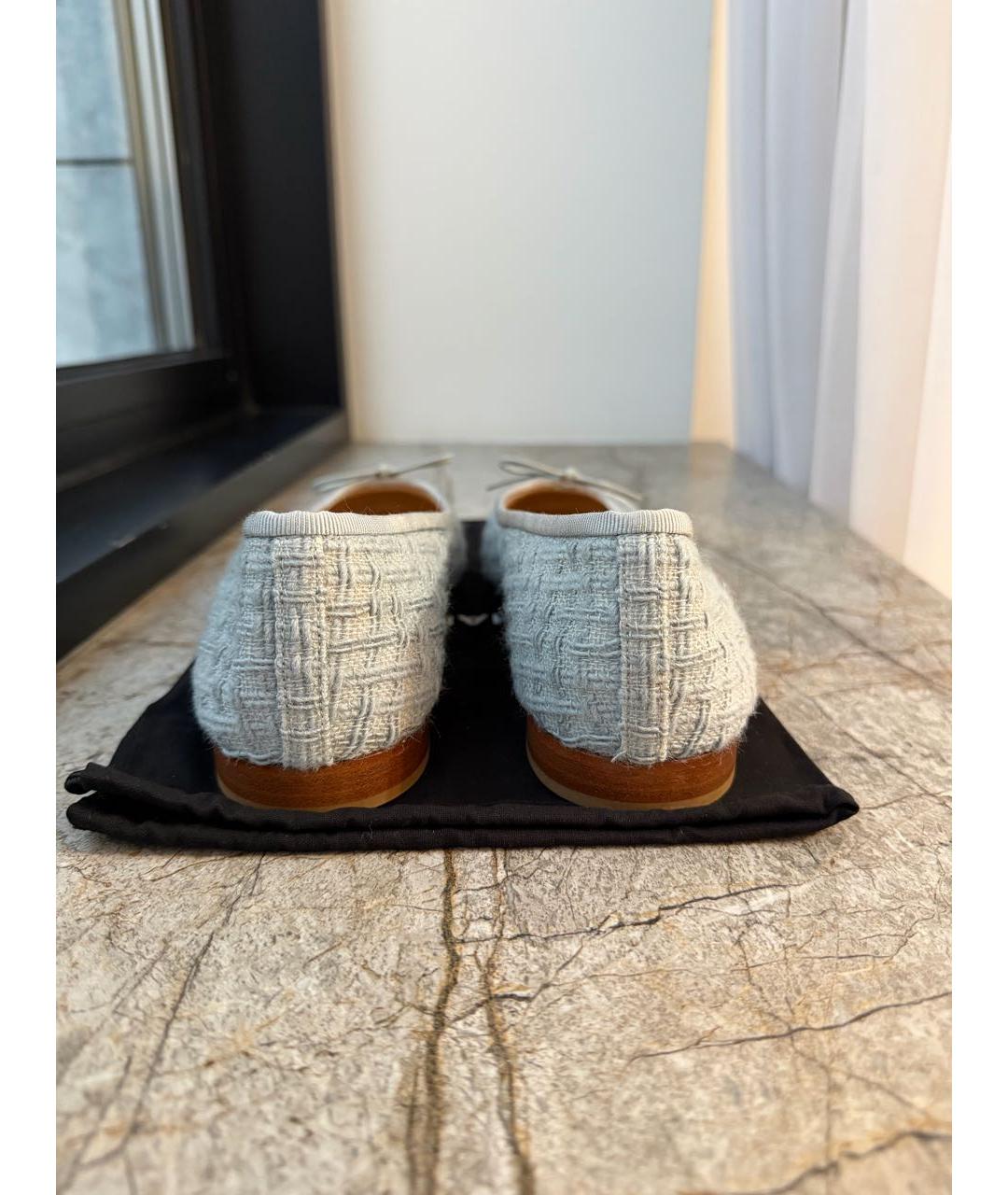 CHANEL Голубые текстильные балетки, фото 4
