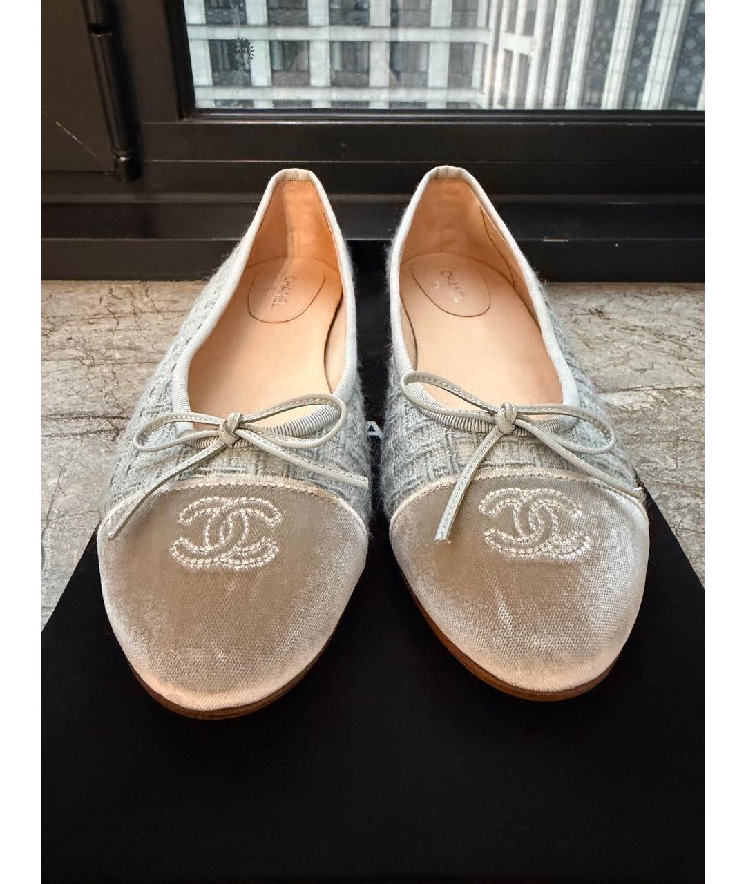 CHANEL Голубые текстильные балетки, фото 2