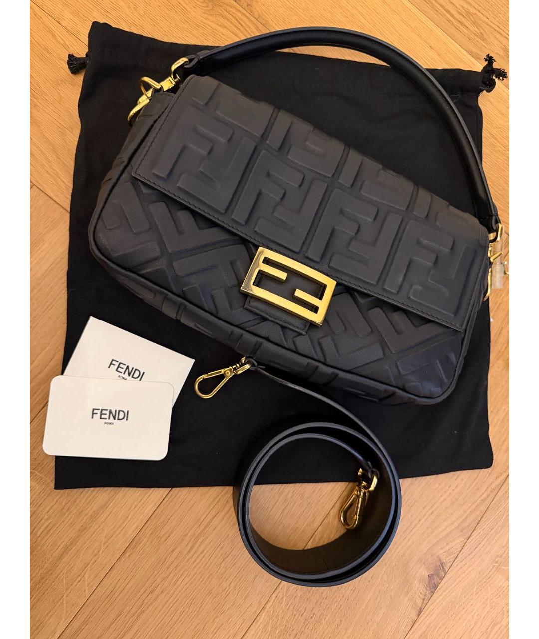 FENDI Черная кожаная сумка через плечо, фото 7