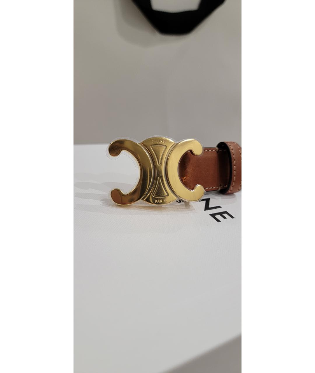 CELINE Коричневый кожаный ремень, фото 2