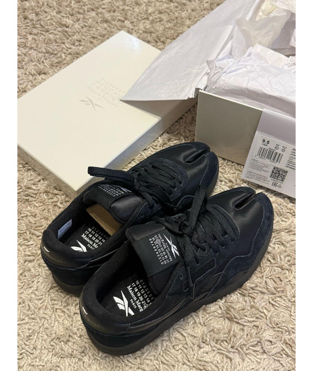 MAISON MARGIELA Черные кожаные кеды, фото 4