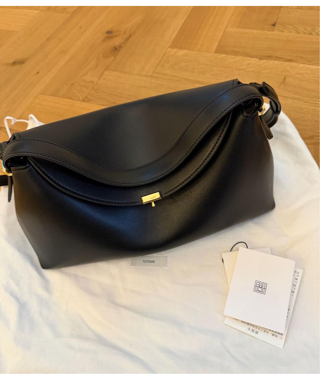 TOTEME Черная кожаная сумка через плечо, фото 3