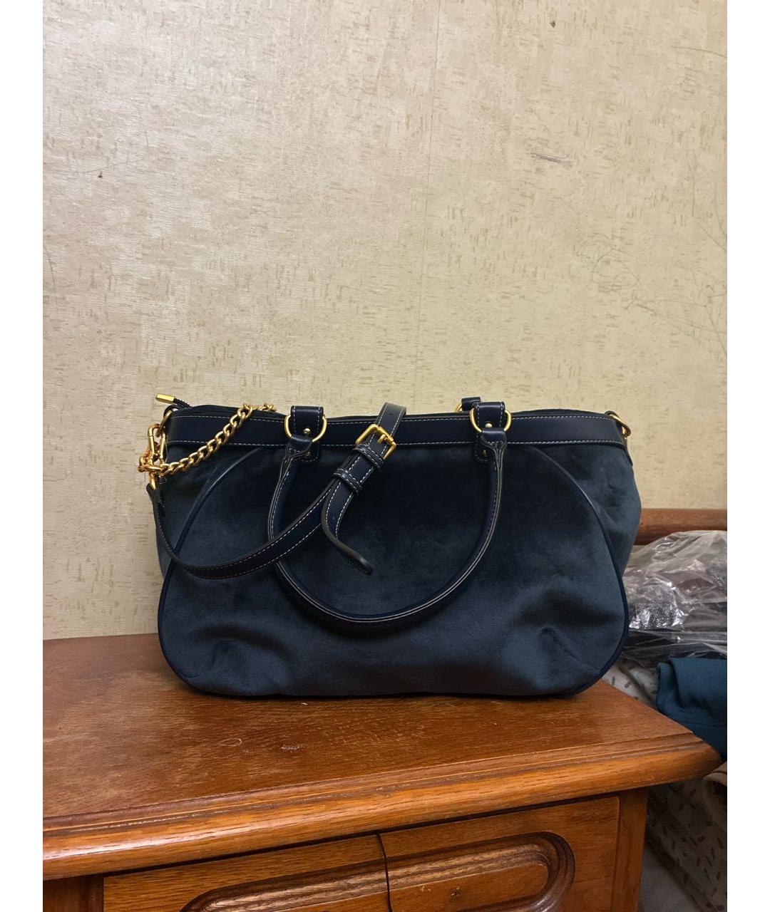 JUICY COUTURE Синяя бархатная сумка с короткими ручками, фото 2