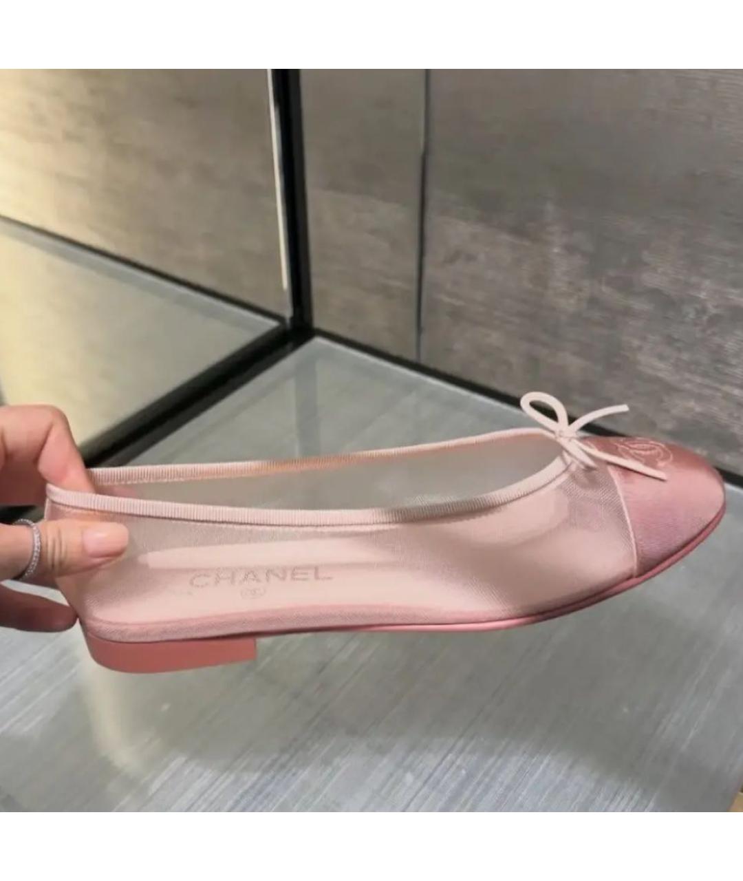 CHANEL Розовые текстильные балетки, фото 2