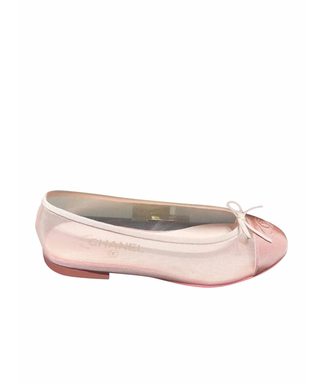 CHANEL Розовые текстильные балетки, фото 6