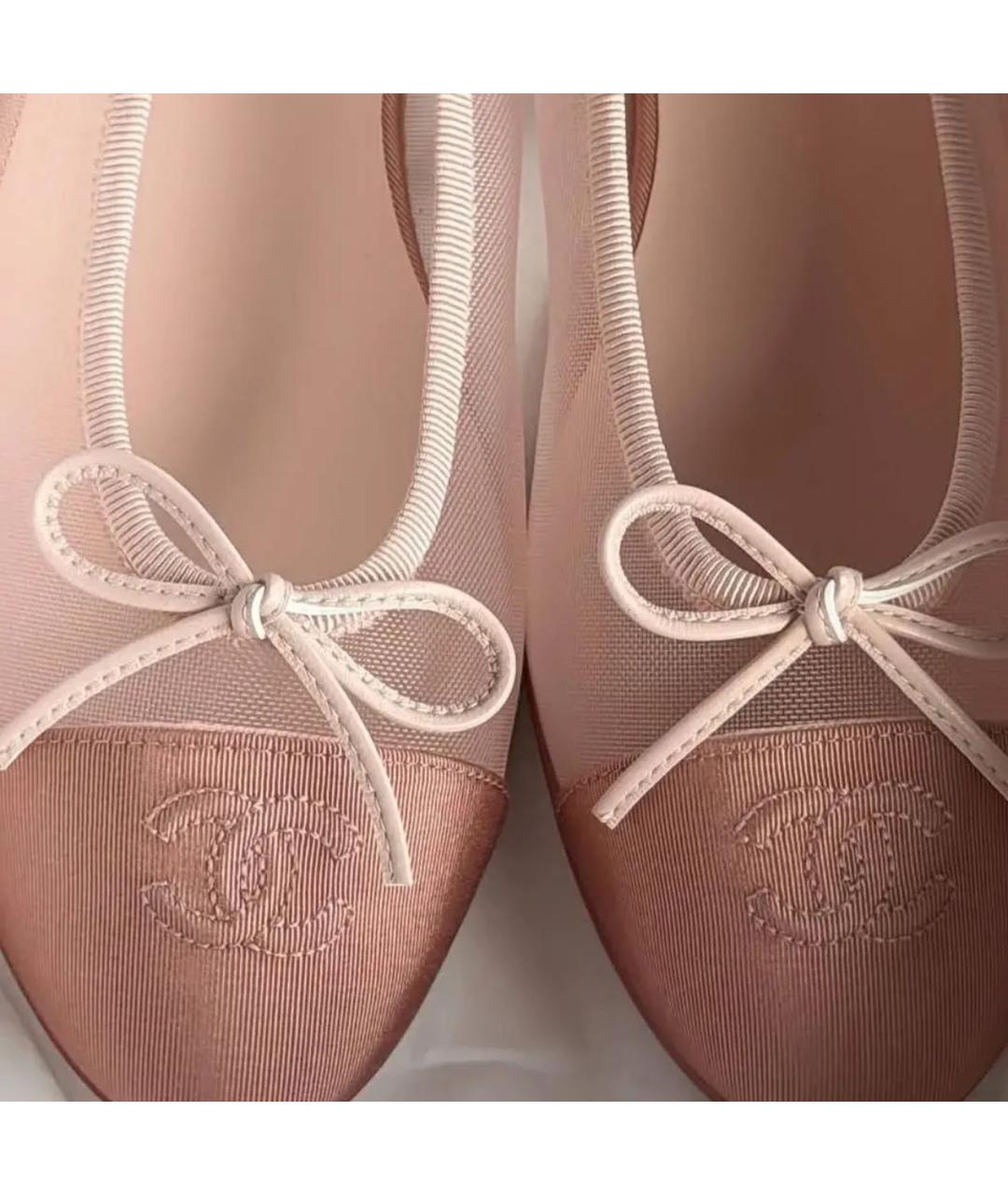 CHANEL Розовые текстильные балетки, фото 5