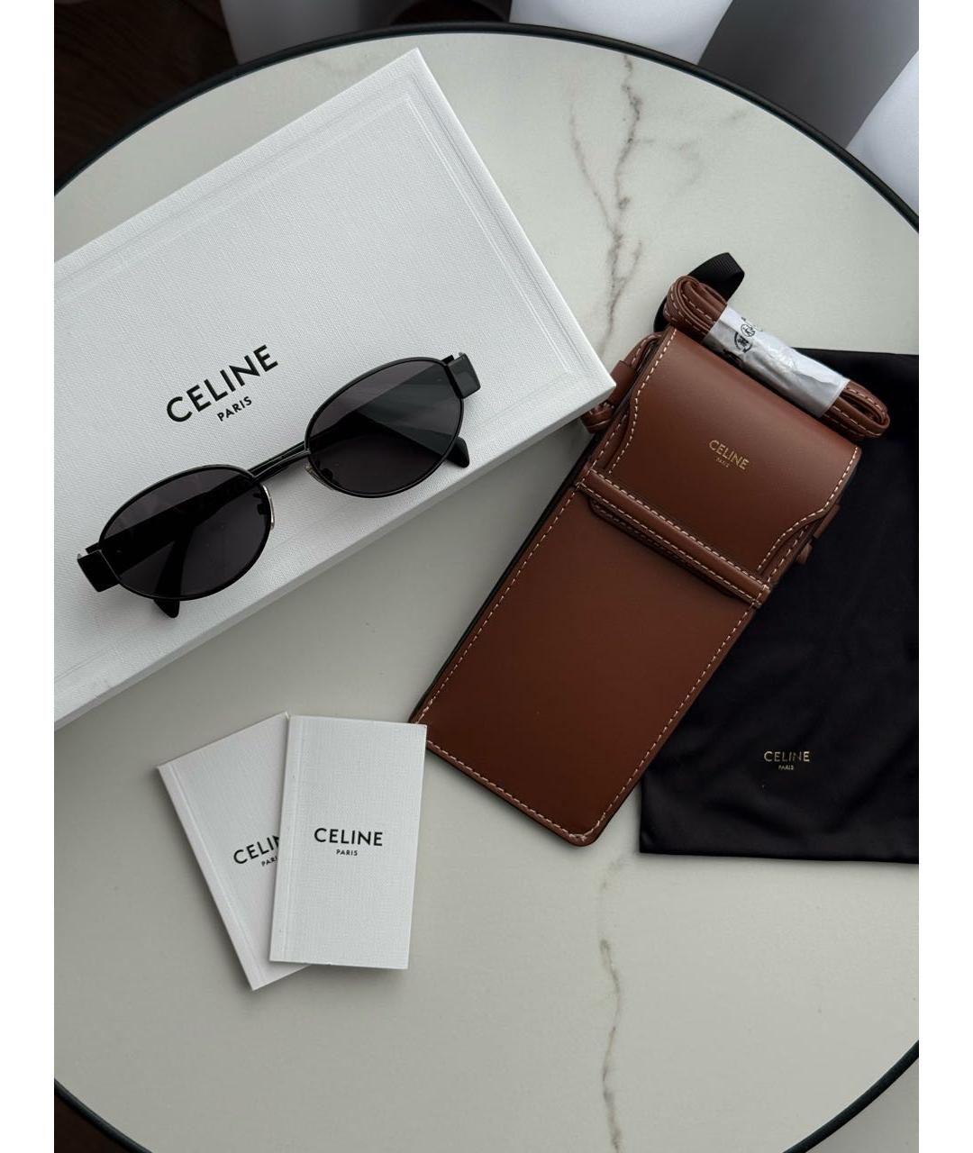 CELINE Черные металлические солнцезащитные очки, фото 4