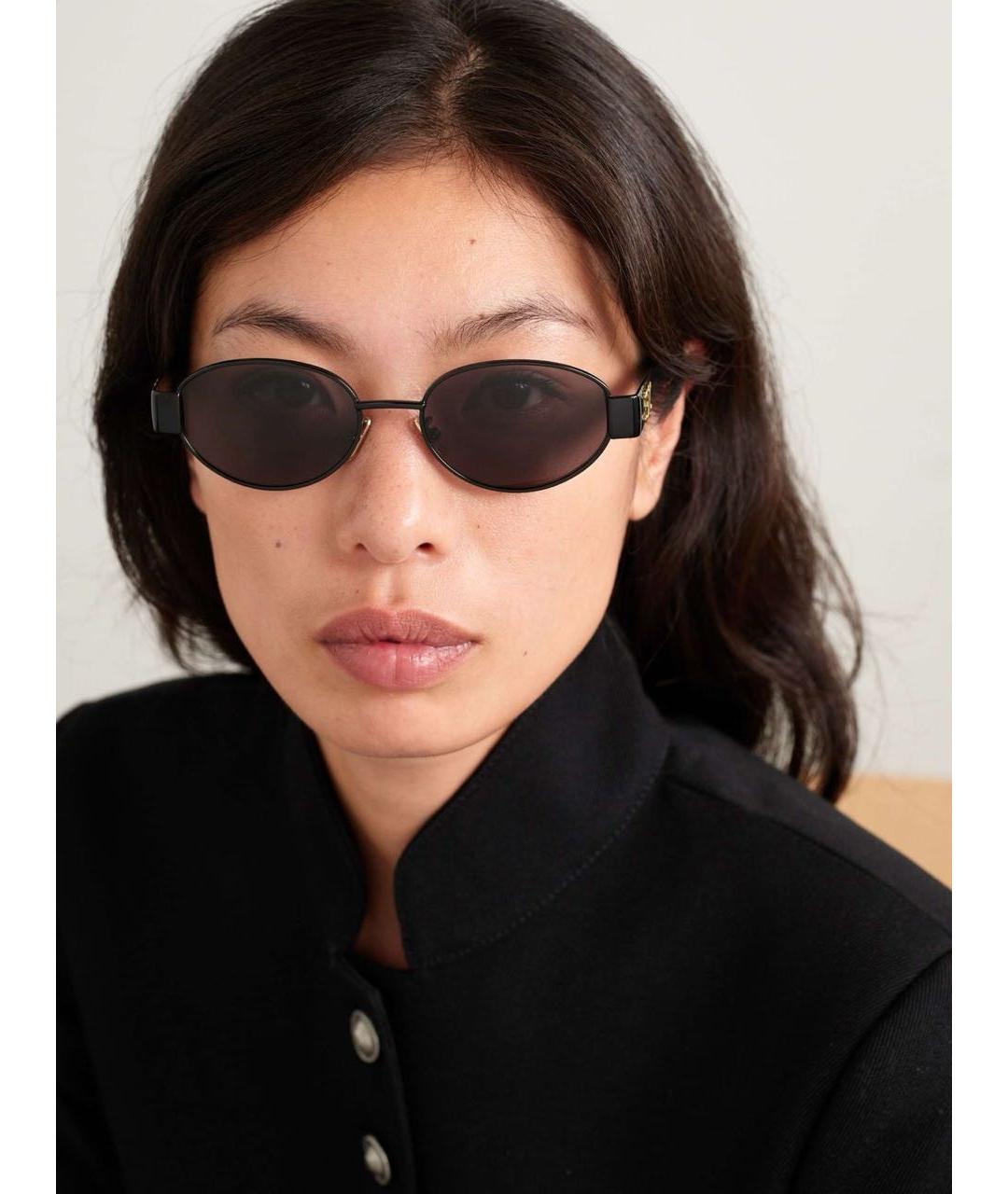 CELINE Черные металлические солнцезащитные очки, фото 8