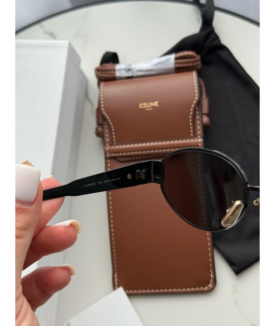 CELINE Черные металлические солнцезащитные очки, фото 7