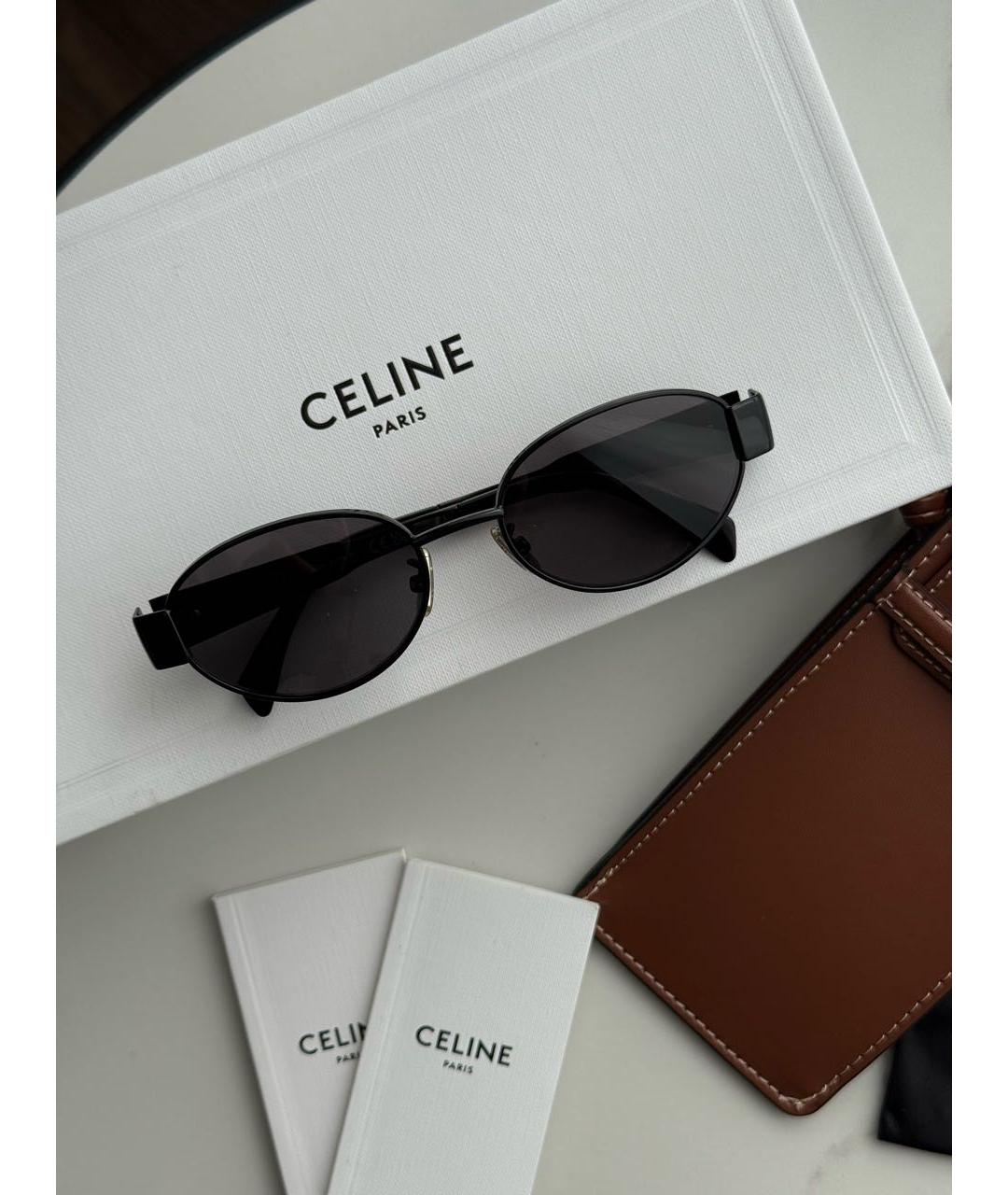 CELINE Черные металлические солнцезащитные очки, фото 5