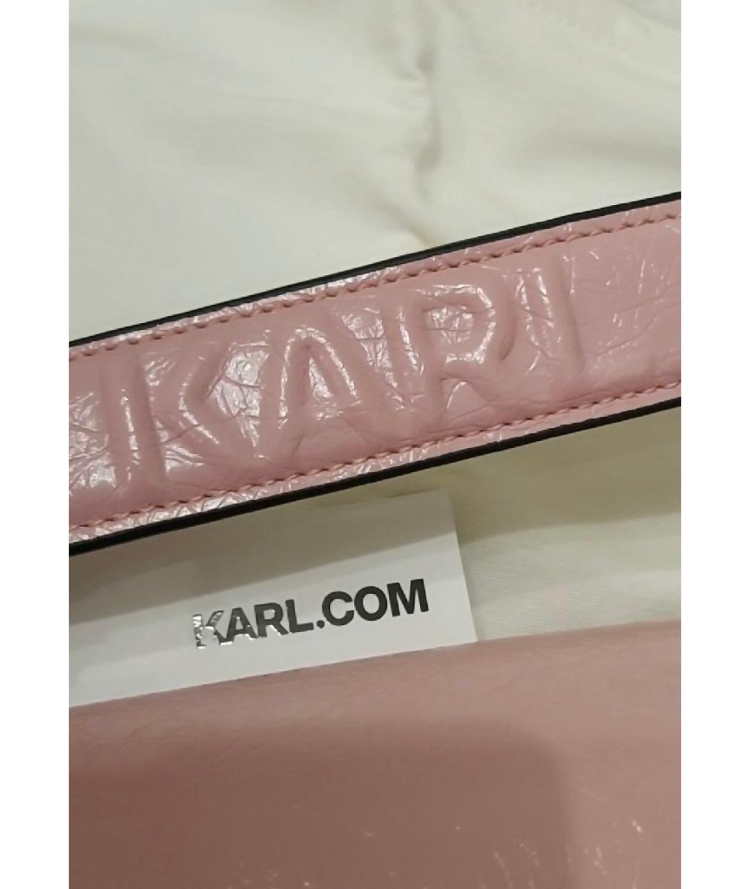 KARL LAGERFELD Розовая кожаная сумка через плечо, фото 5