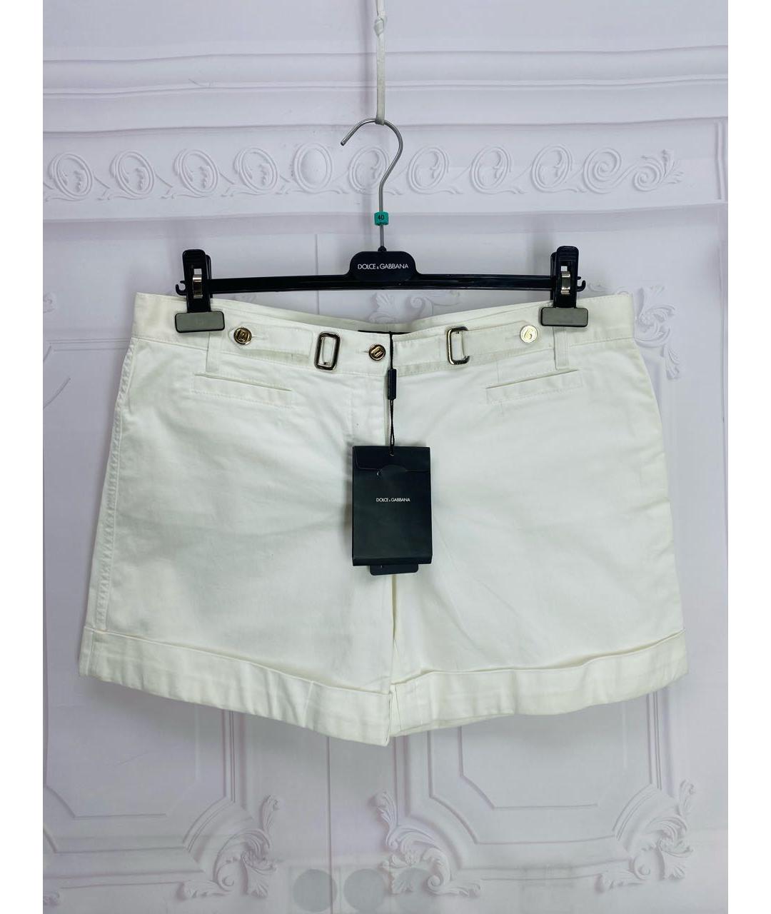 DOLCE&GABBANA Белые хлопко-эластановые шорты, фото 8