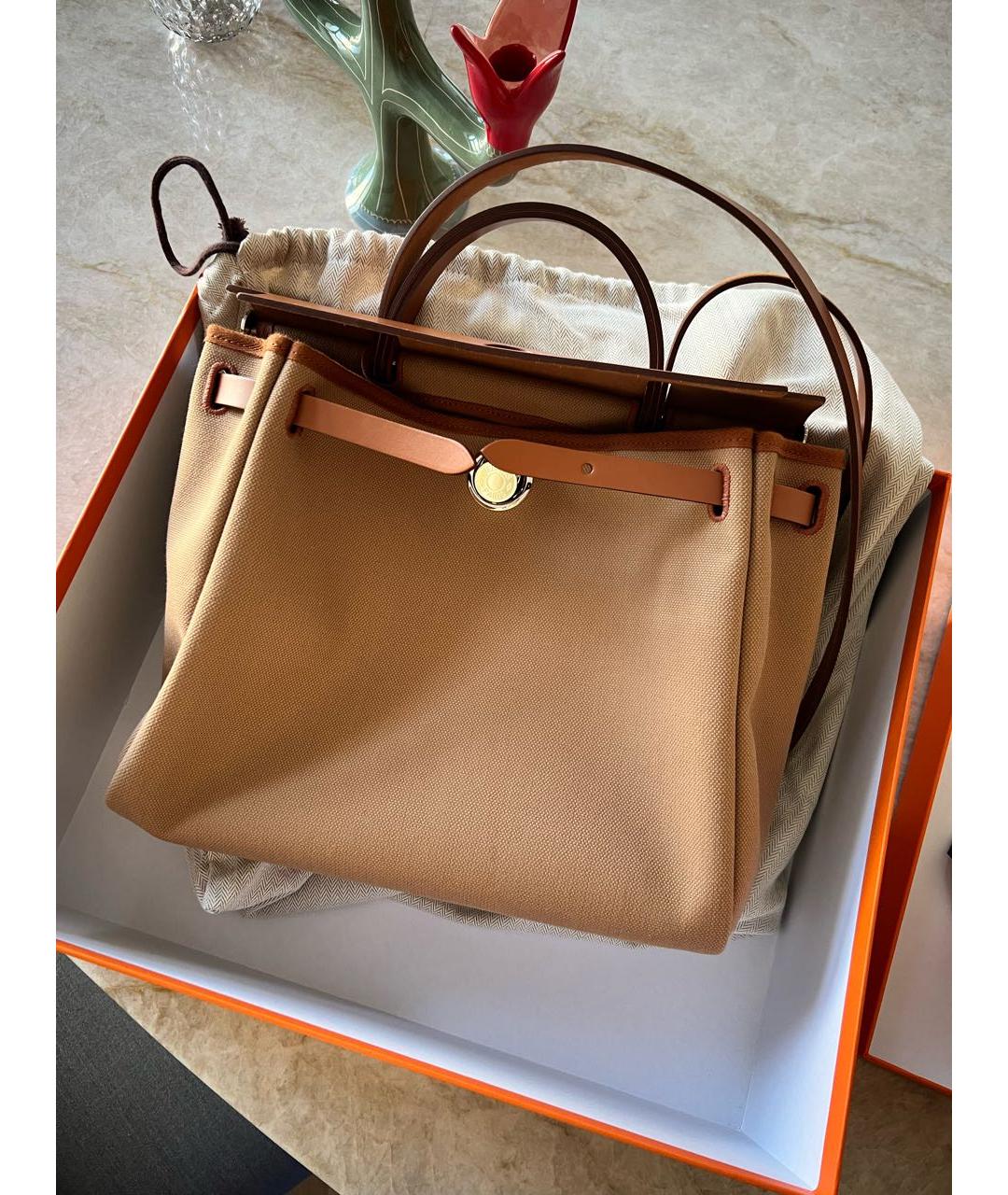 HERMES Коричневая тканевая сумка через плечо, фото 9