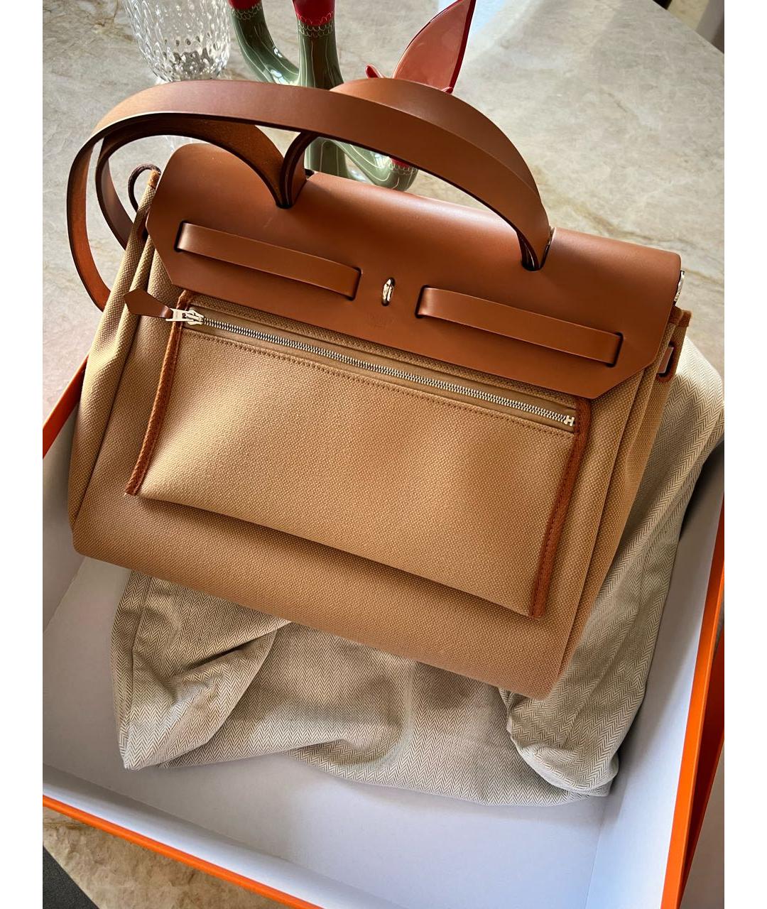 HERMES Коричневая тканевая сумка через плечо, фото 2