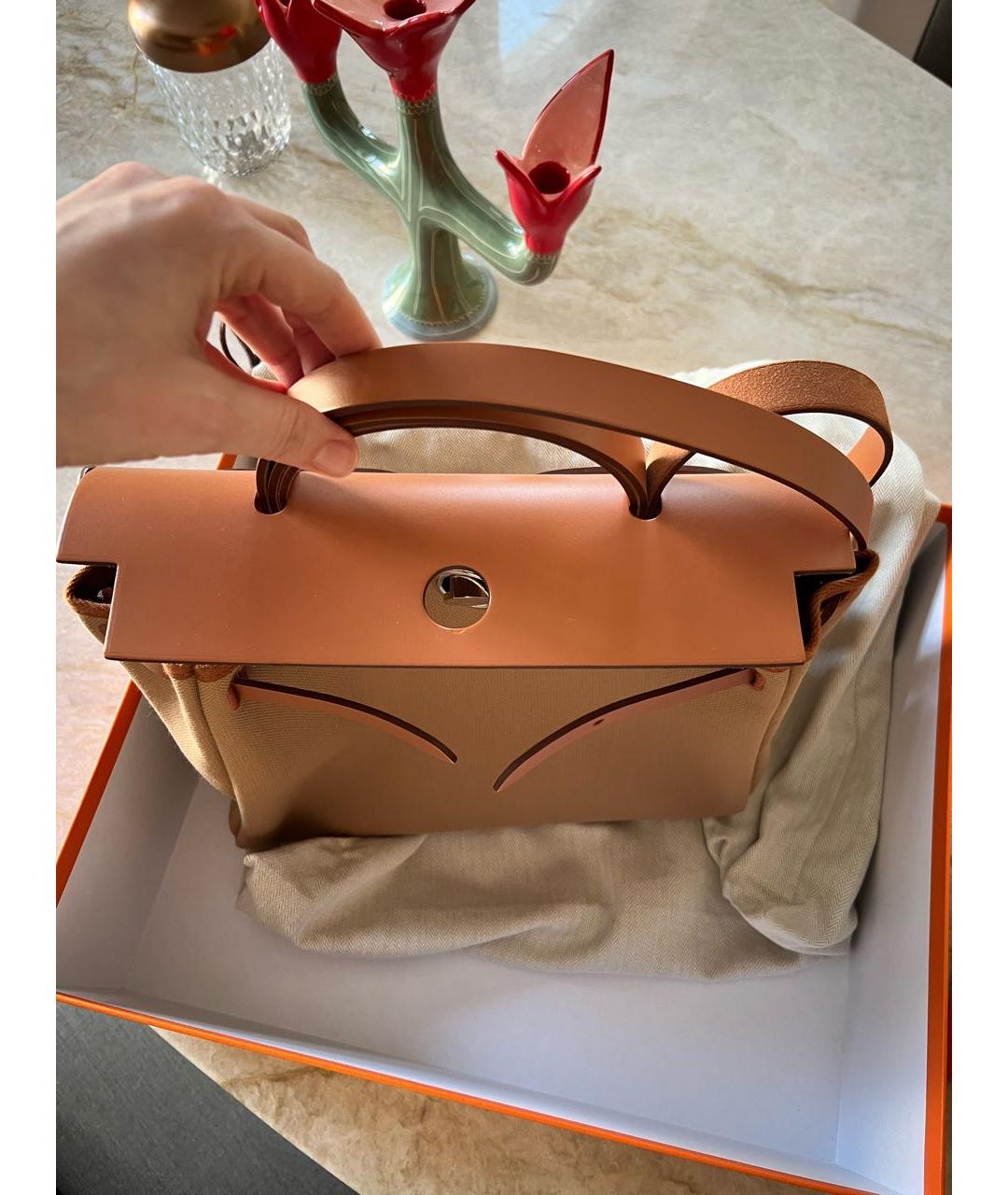 HERMES Коричневая тканевая сумка через плечо, фото 6