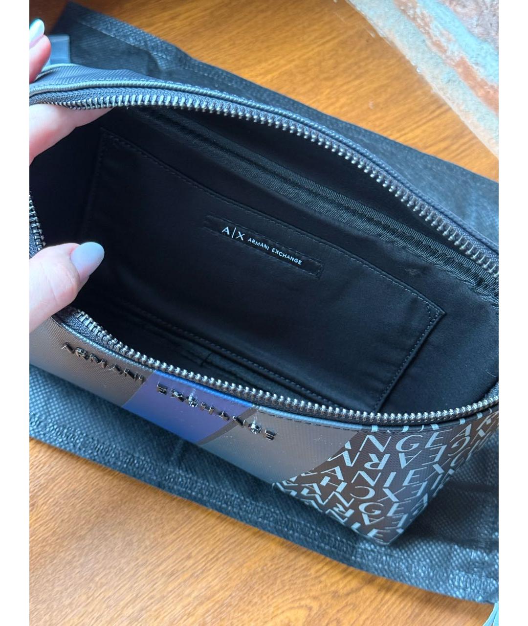 ARMANI EXCHANGE Темно-синяя поясная сумка из искусственной кожи, фото 4