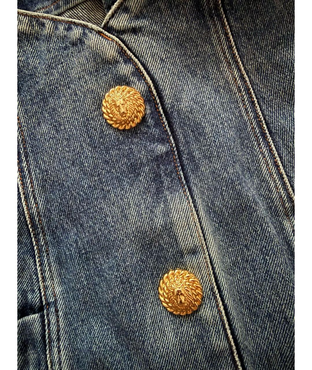 BALMAIN Темно-синяя деним юбка мини, фото 2