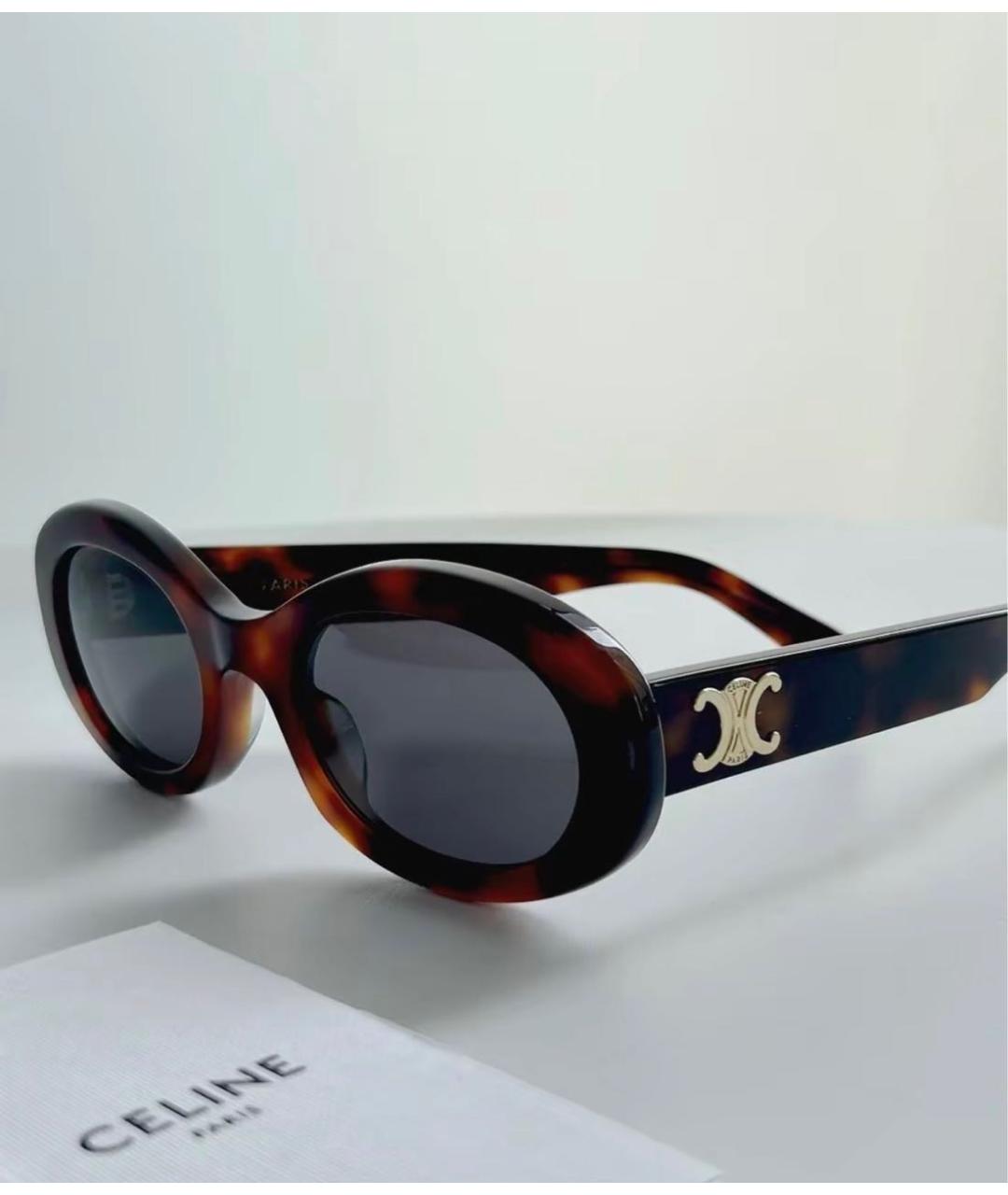 CELINE Коричневые пластиковые солнцезащитные очки, фото 5