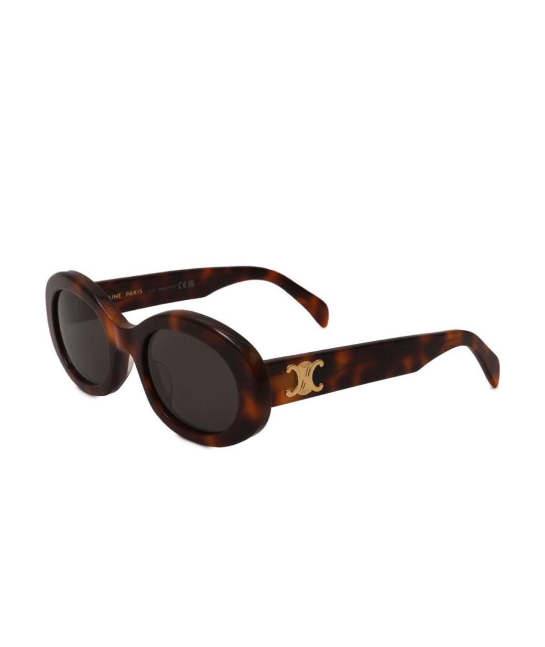 CELINE Коричневые пластиковые солнцезащитные очки, фото 1