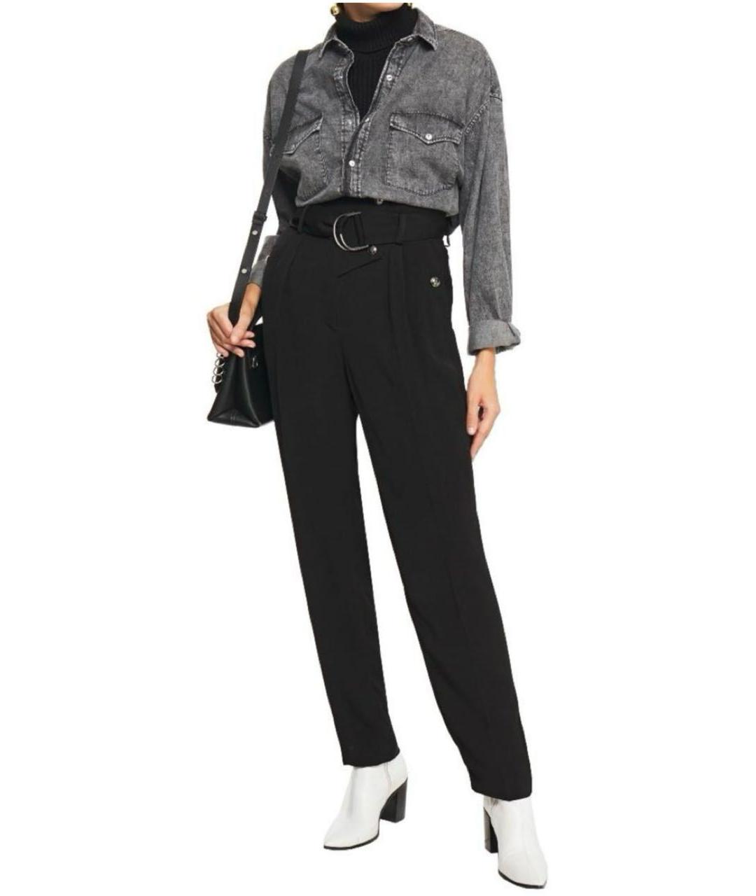 IRO Черные вискозные прямые брюки, фото 2