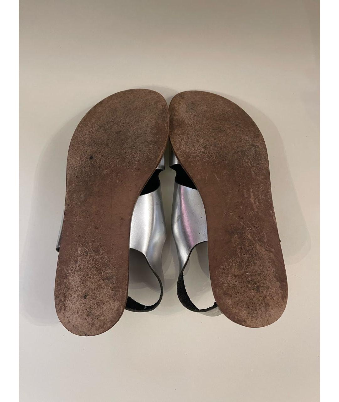 MARNI Серебряные кожаные босоножки, фото 7