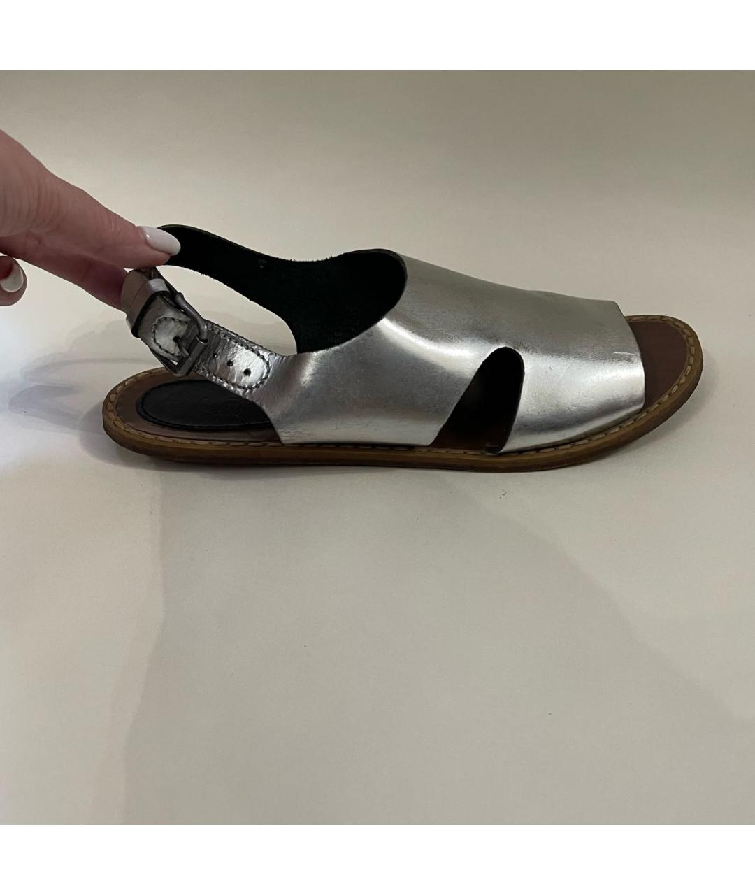 MARNI Серебряные кожаные босоножки, фото 8