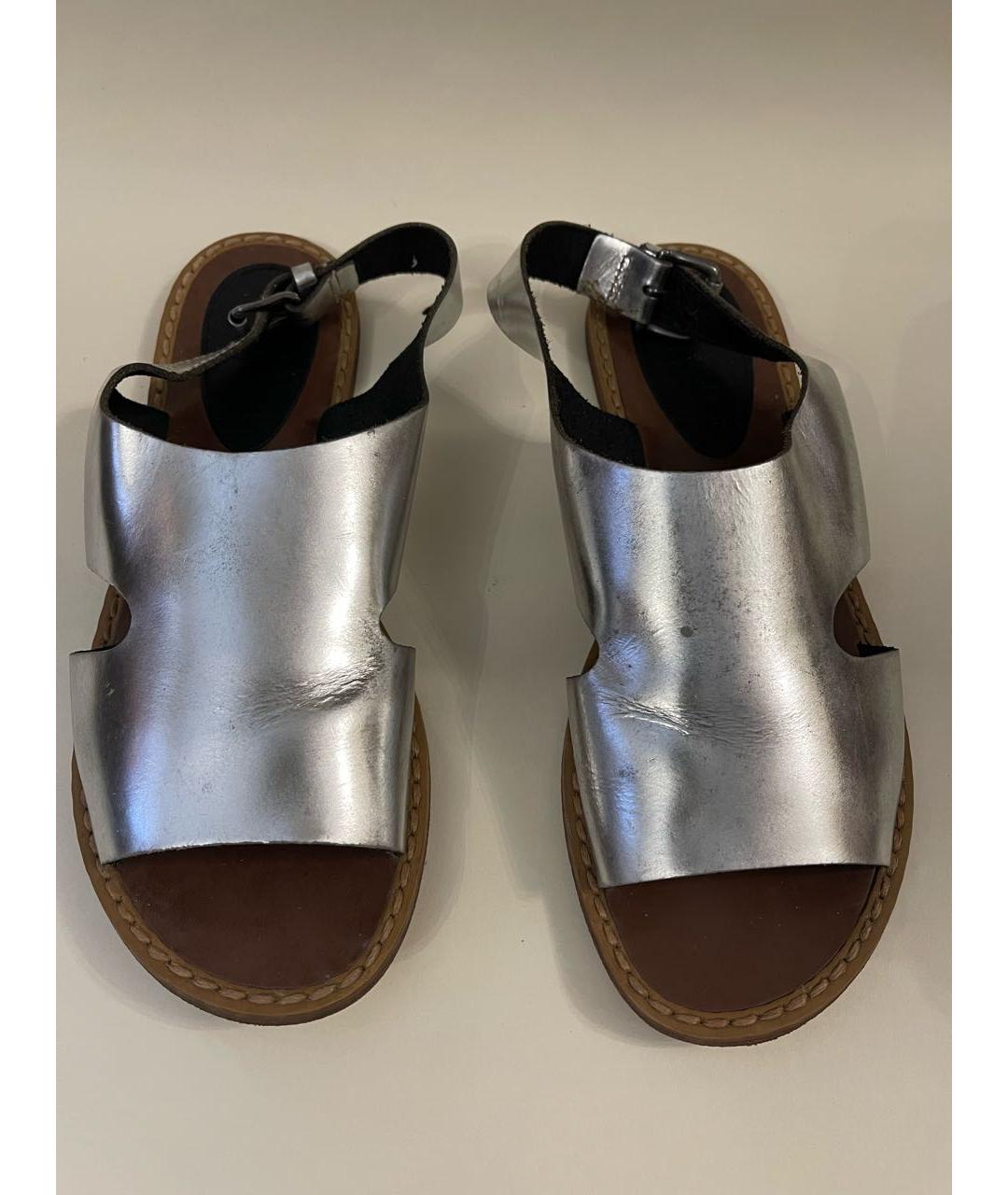 MARNI Серебряные кожаные босоножки, фото 2
