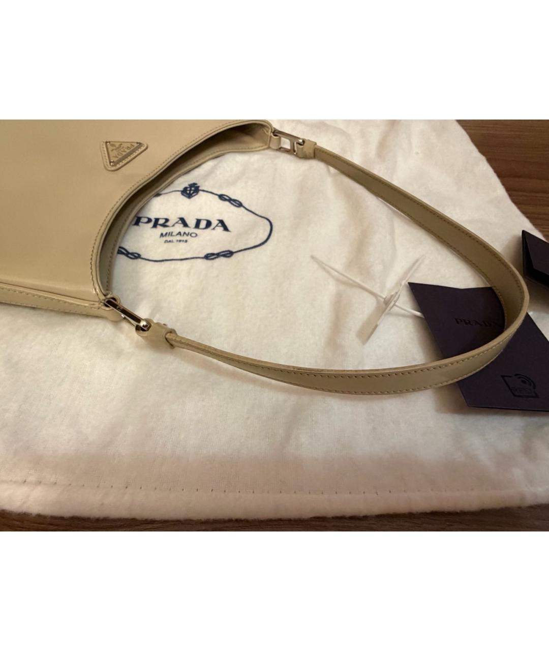 PRADA Бежевая кожаная сумка через плечо, фото 5