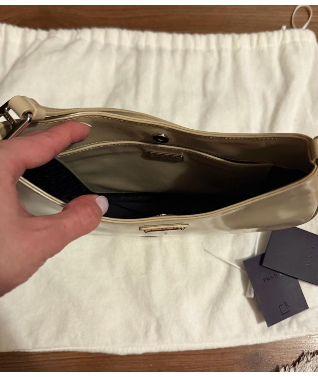 PRADA Бежевая кожаная сумка через плечо, фото 4