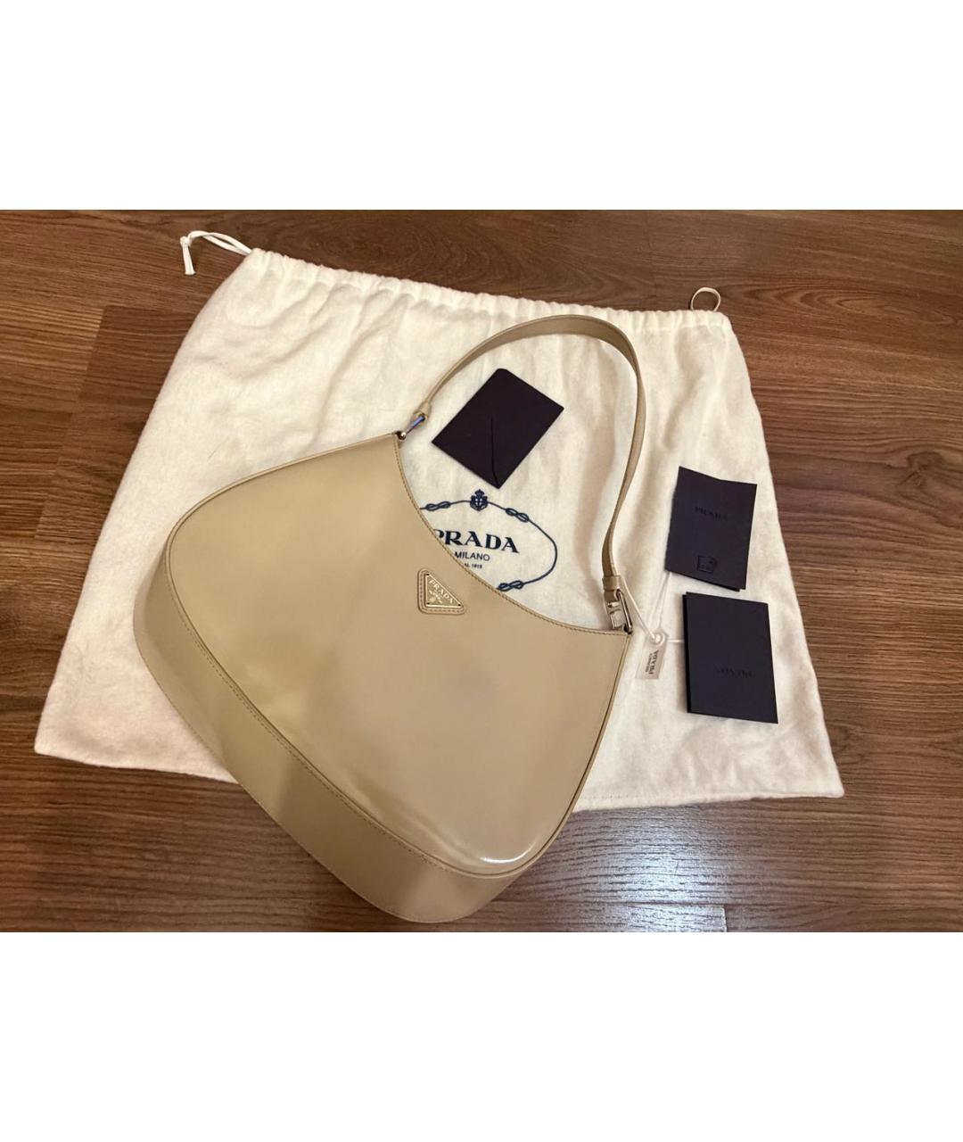 PRADA Бежевая кожаная сумка через плечо, фото 6