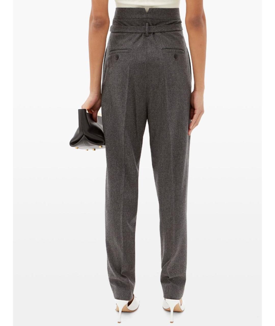 MAX MARA Серые шерстяные прямые брюки, фото 2