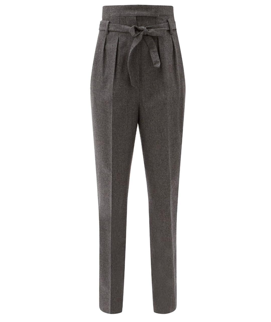 MAX MARA Серые шерстяные прямые брюки, фото 9