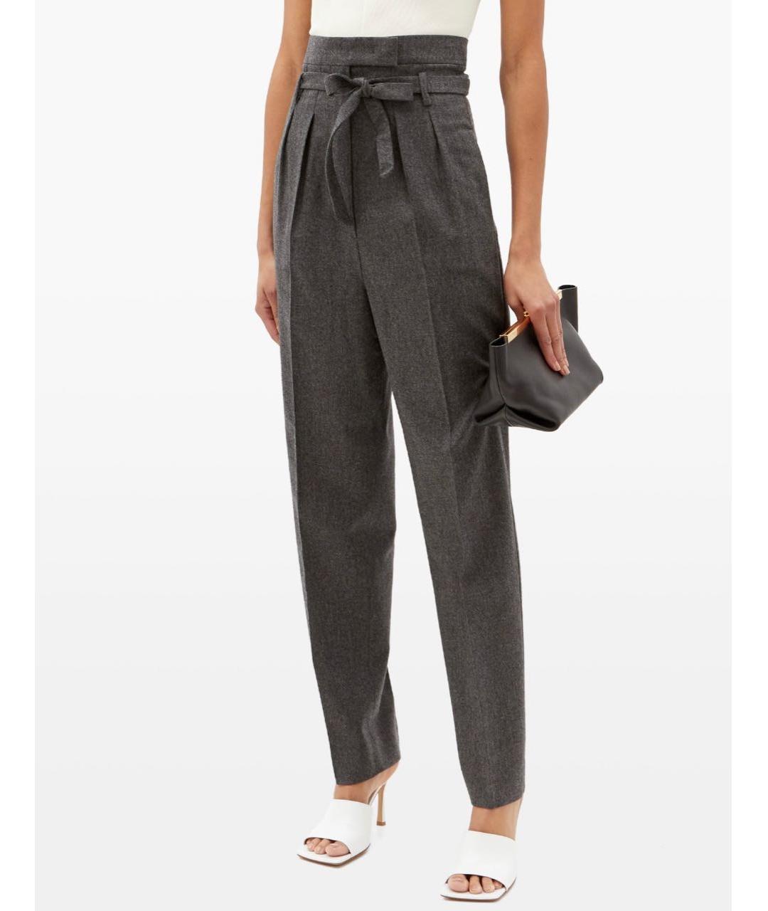 MAX MARA Серые шерстяные прямые брюки, фото 6