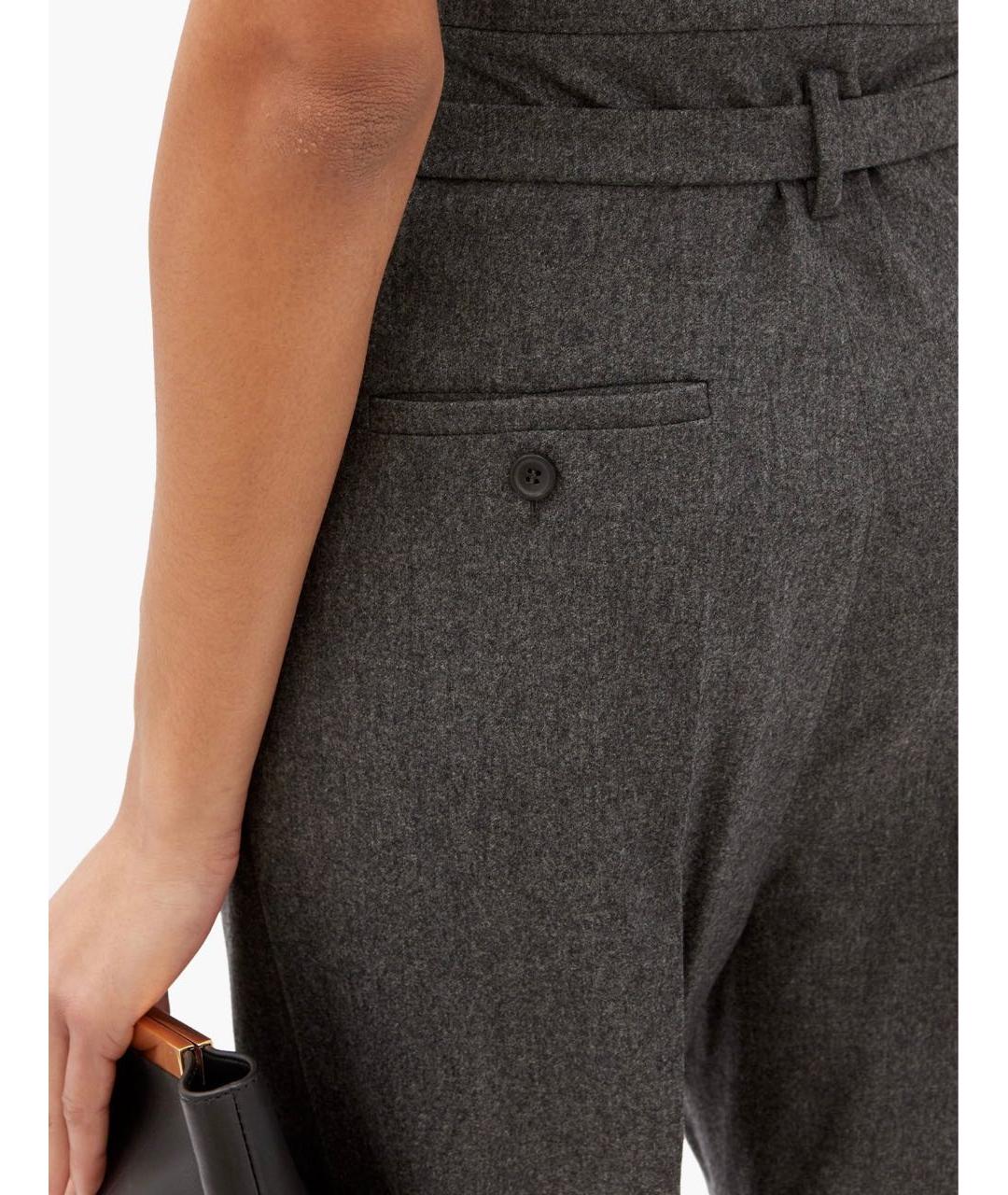 MAX MARA Серые шерстяные прямые брюки, фото 5