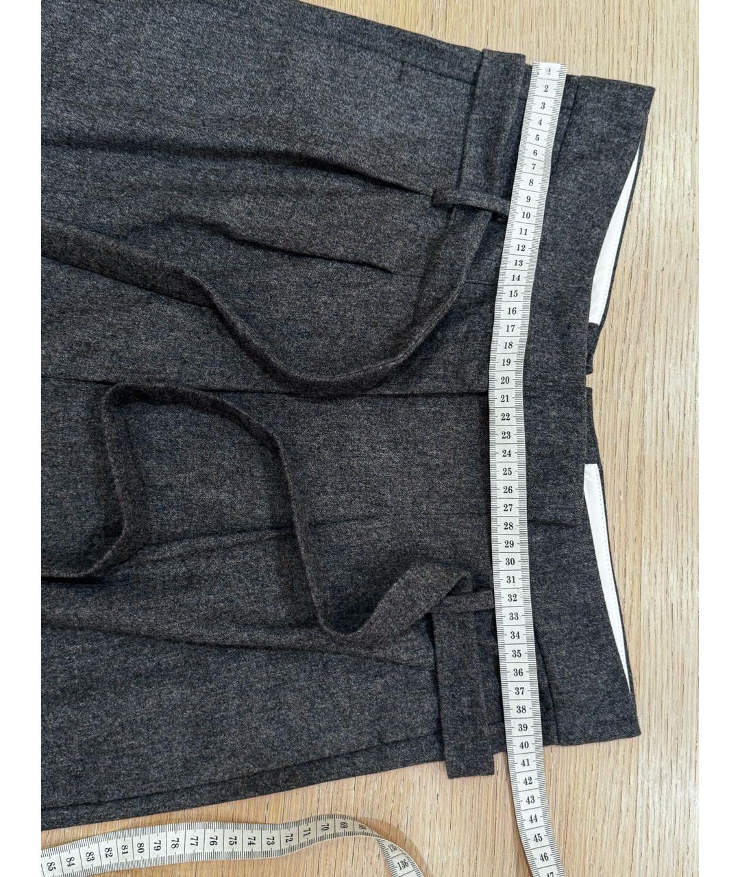 MAX MARA Серые шерстяные прямые брюки, фото 4