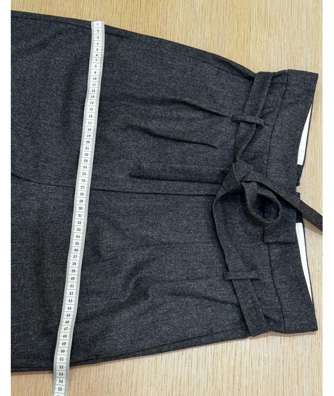 MAX MARA Серые шерстяные прямые брюки, фото 7