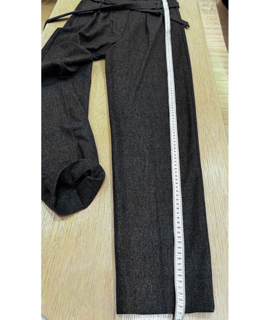 MAX MARA Серые шерстяные прямые брюки, фото 8