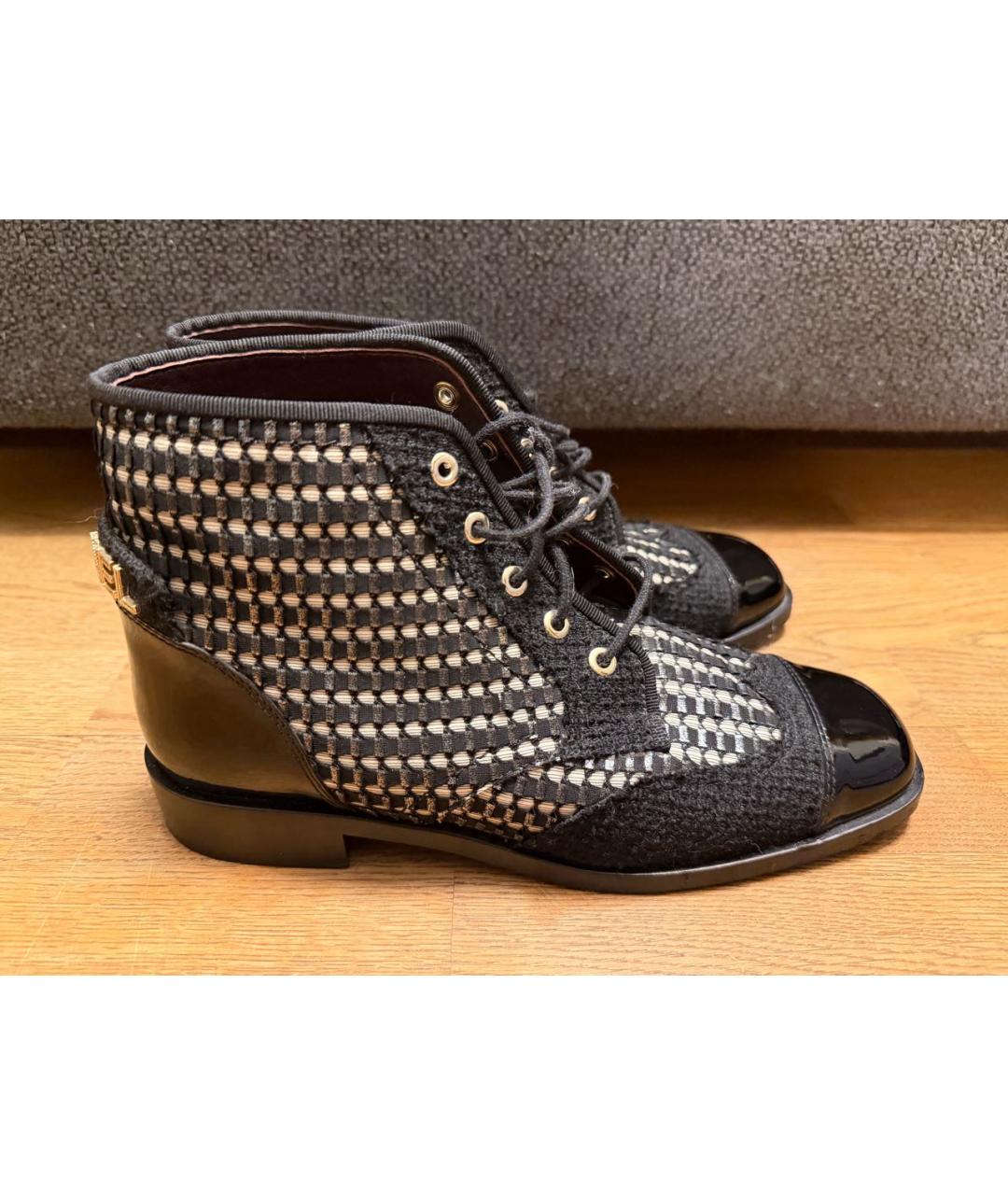 CHANEL Черные текстильные ботинки, фото 7