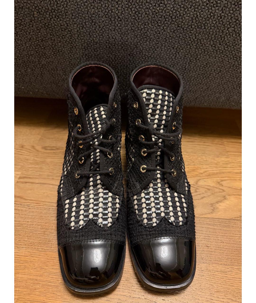 CHANEL Черные текстильные ботинки, фото 2