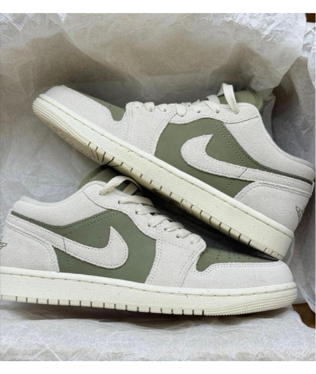 JORDAN Хаки замшевые кроссовки, фото 4